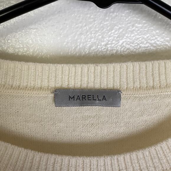 Marella Rita Sweater Womens Medium Cream Floral Embroidered Striped * - Picture 8 of 9